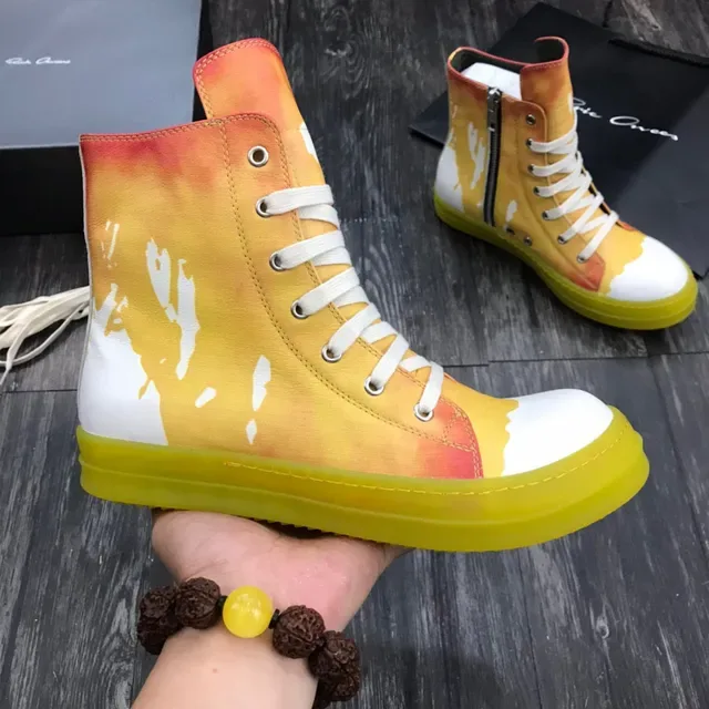 Gradient Orange Yellow Paint-Splatter High-Top Sneakers 1