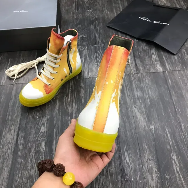 Gradient Orange Yellow Paint-Splatter High-Top Sneakers 3