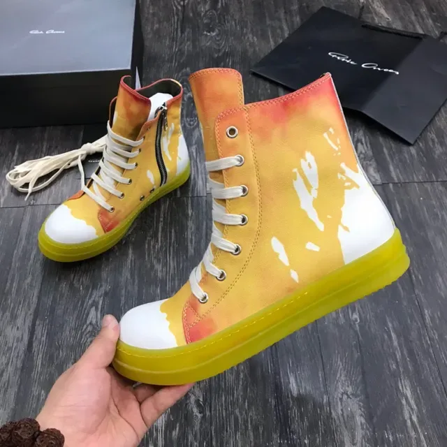 Gradient Orange Yellow Paint-Splatter High-Top Sneakers 4