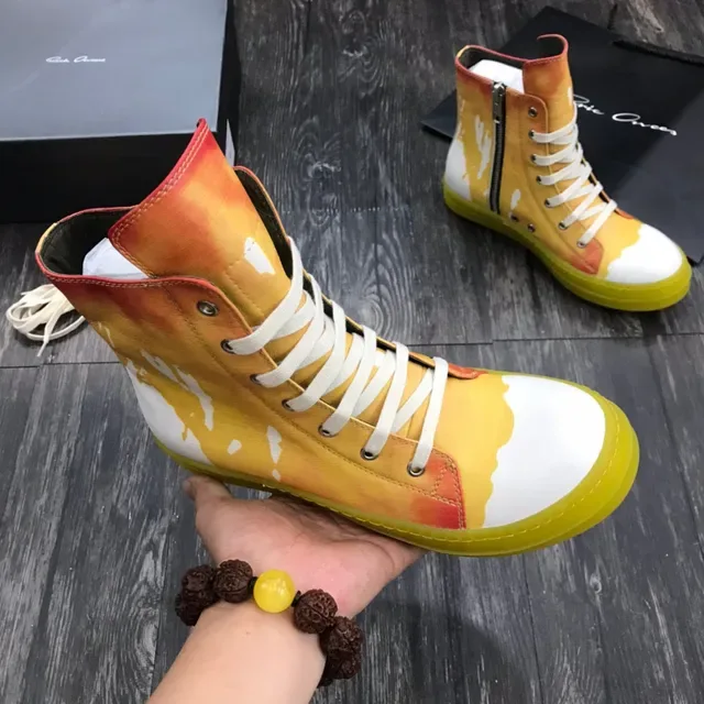 Gradient Orange Yellow Paint-Splatter High-Top Sneakers 5