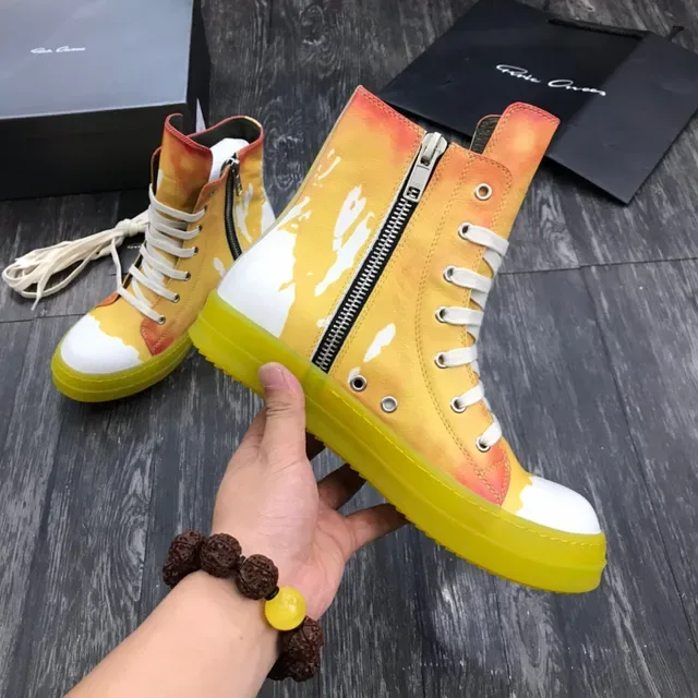 Gradient Orange Yellow Paint-Splatter High-Top Sneakers 6