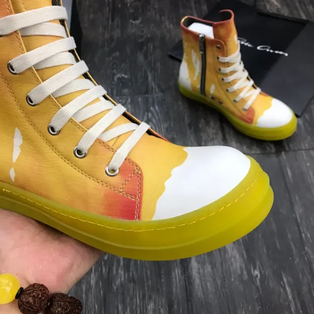Gradient Orange Yellow Paint-Splatter High-Top Sneakers 7