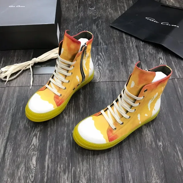 Gradient Orange Yellow Paint-Splatter High-Top Sneakers 8