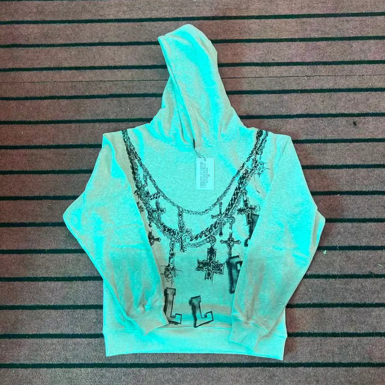 Graphic-Print Distressed Sleeve Hoodie 2