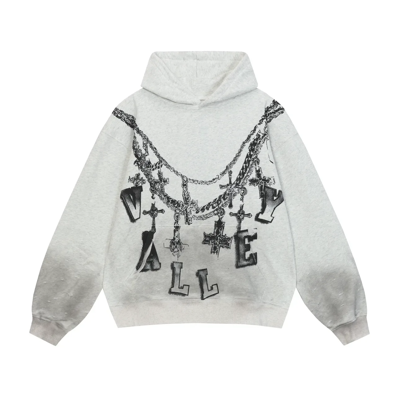 Graphic-Print Distressed Sleeve Hoodie 8