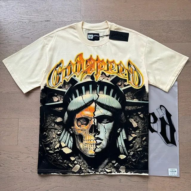 Graphic-Print Oversized Double-Sided Distressed T-Shirt 6
