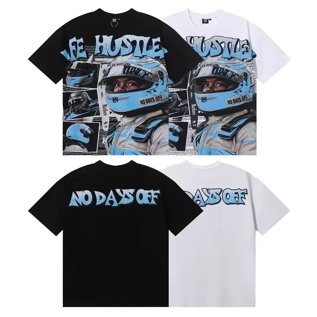 Graphic-Print Racing Helmet Motif T-Shirt 6