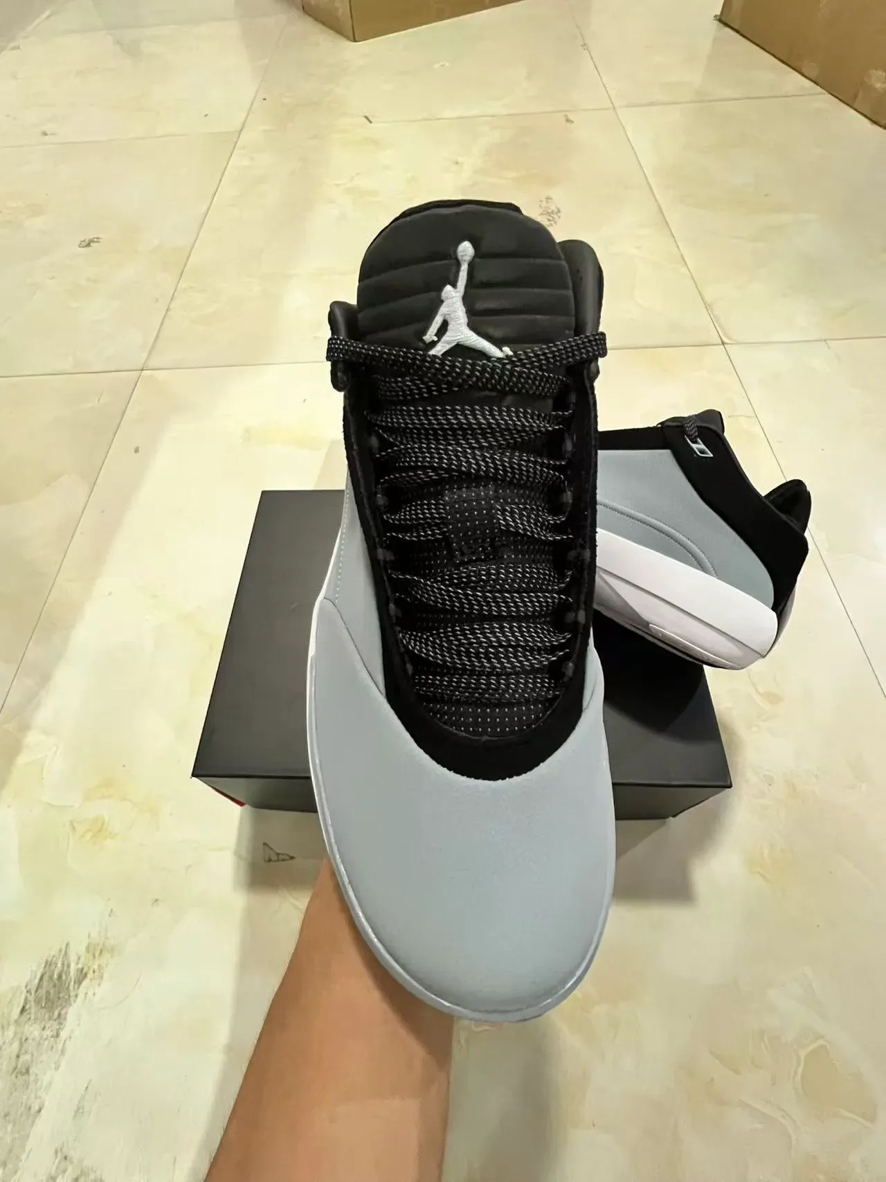 Gray and Black Laceless Molded Upper Sneaker 3