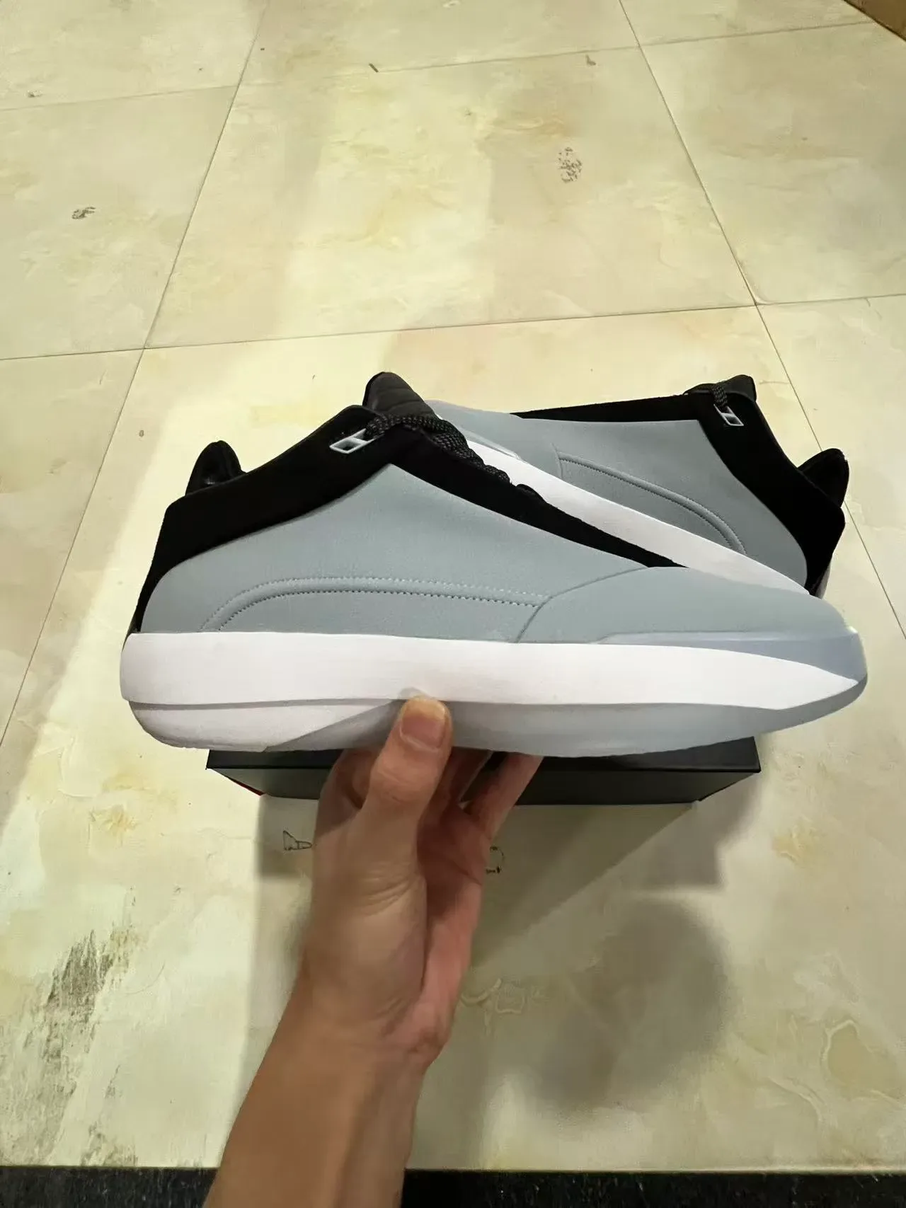 Gray and Black Laceless Molded Upper Sneaker 6