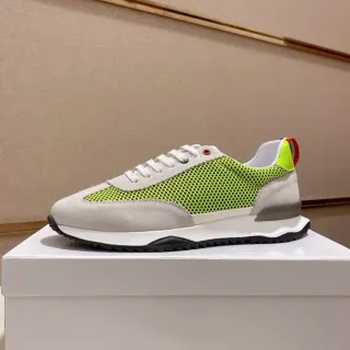 Tênis cinza e verde lima híbrido mesh-suede low-top