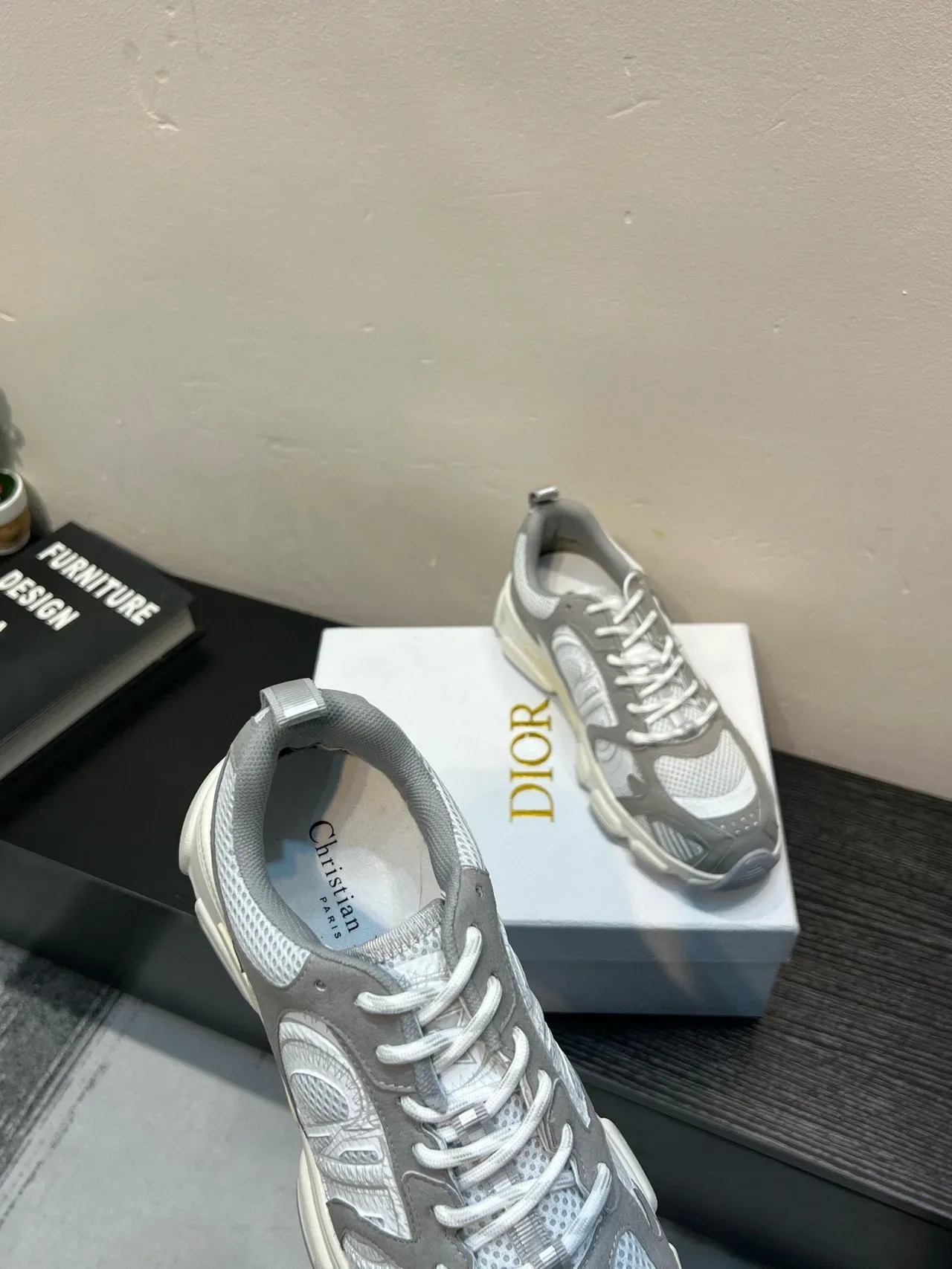 Gray and White Mesh Overlay Chunky Sneaker 7