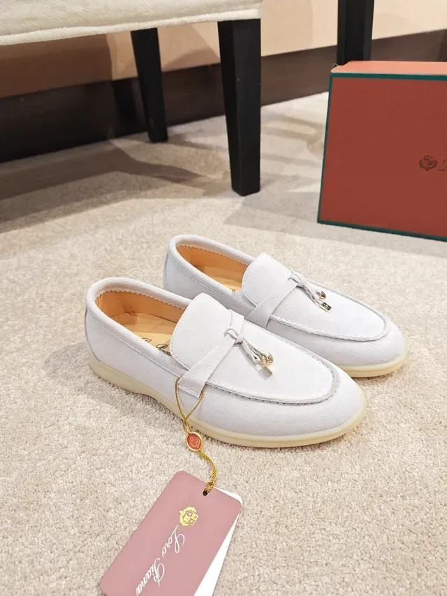 Gray Beige Suede Upper Tassel Strap Loafer 4