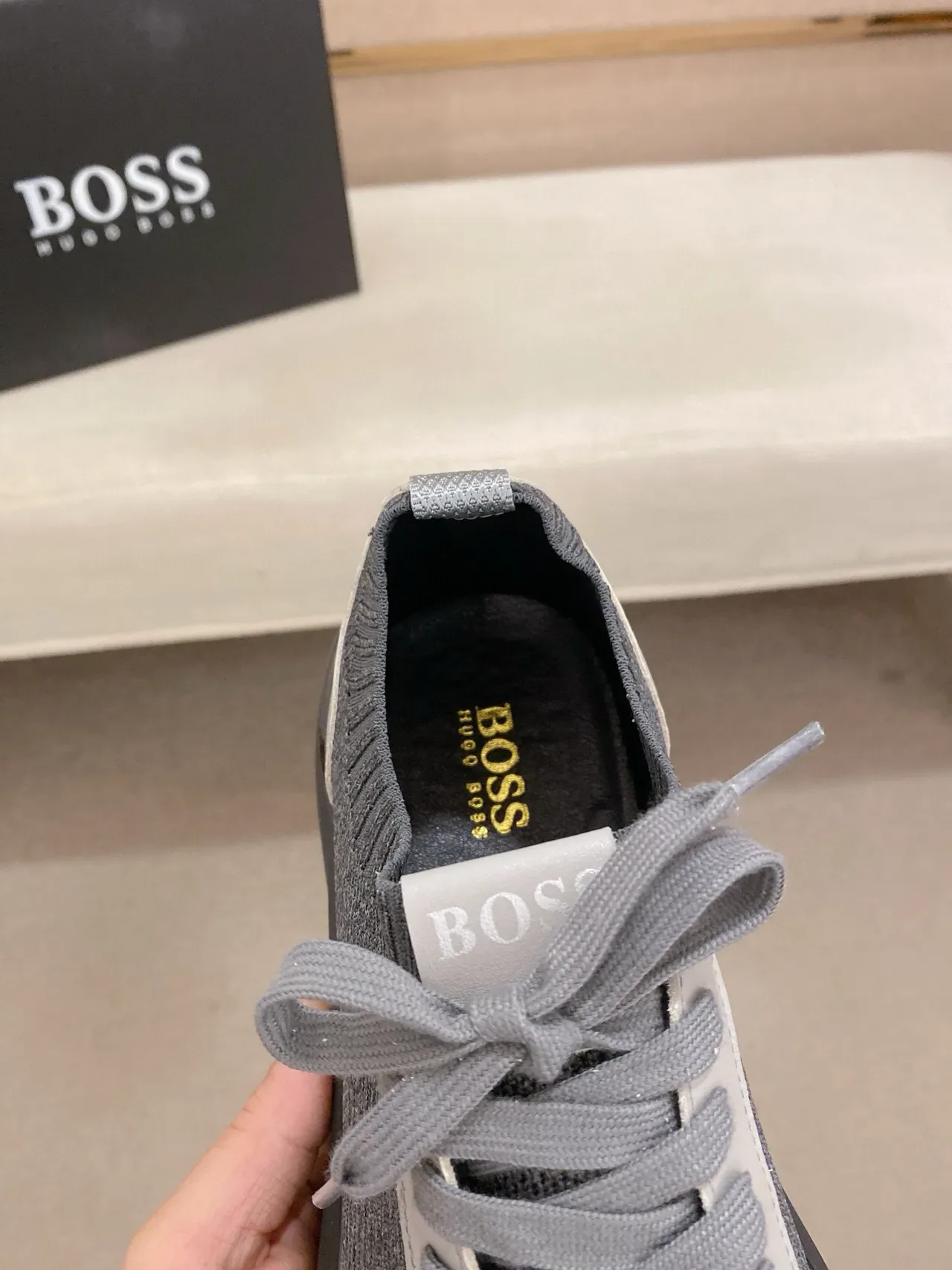 Gray Black Knit Upper Ribbed Texture Sneakers 9