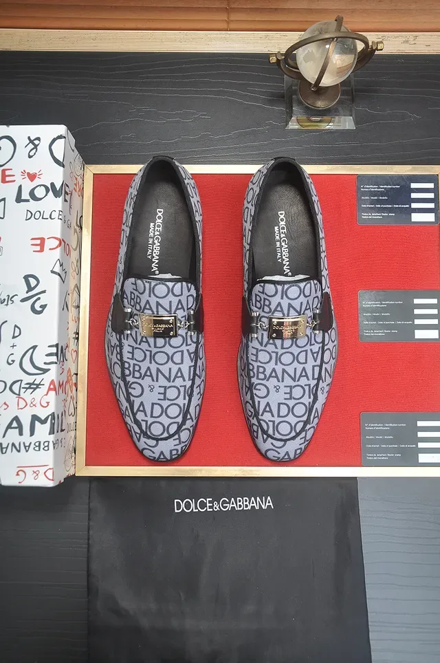 Gray Black Patterned Fabric Upper Leather Strap Loafer 5
