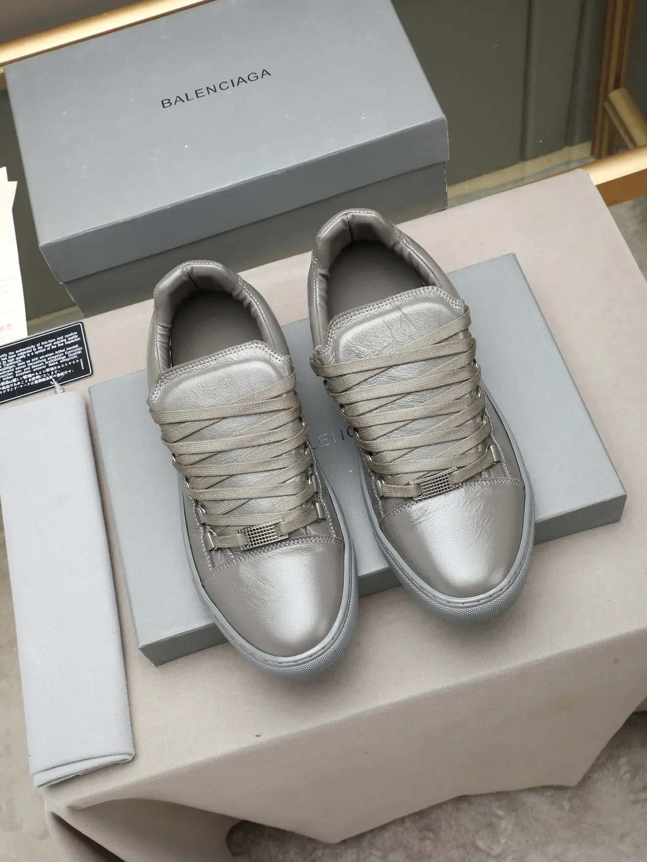 Gray Leather Low-Top Minimalist Sneaker 2