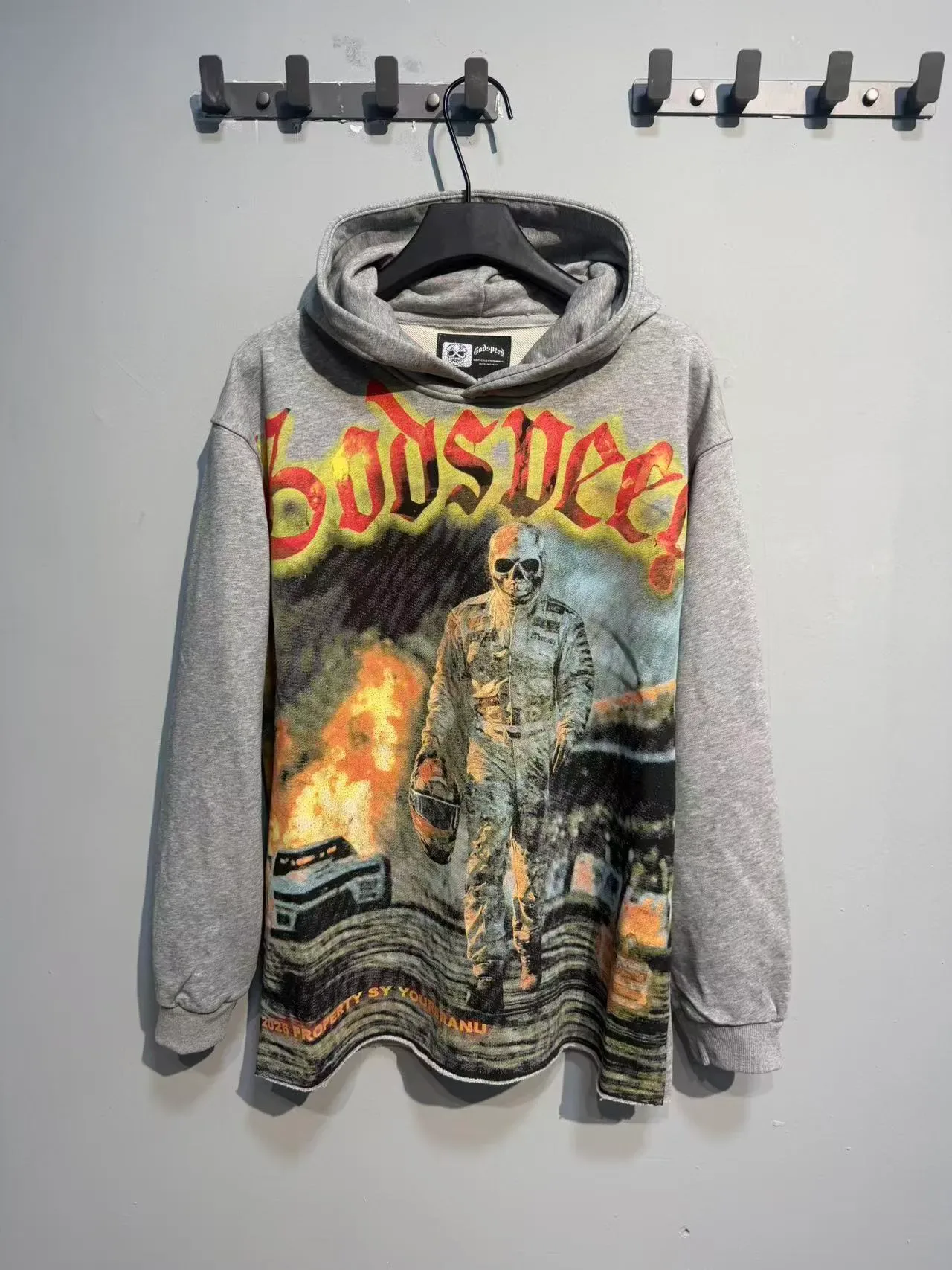 Gray Oversized Graphic-Print Hoodie 5