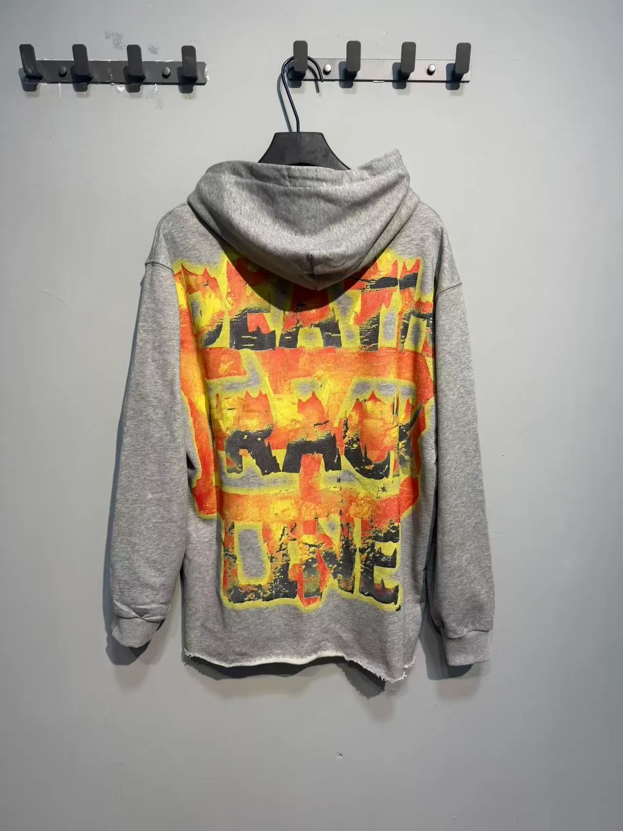 Gray Oversized Graphic-Print Hoodie 6