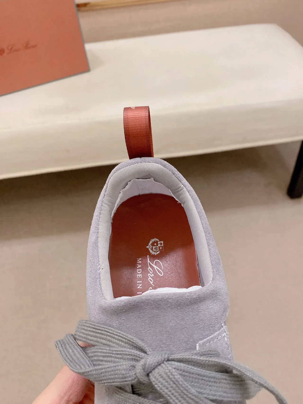 Gray Red Suede Upper Rubber Toe Cap Sneakers 4