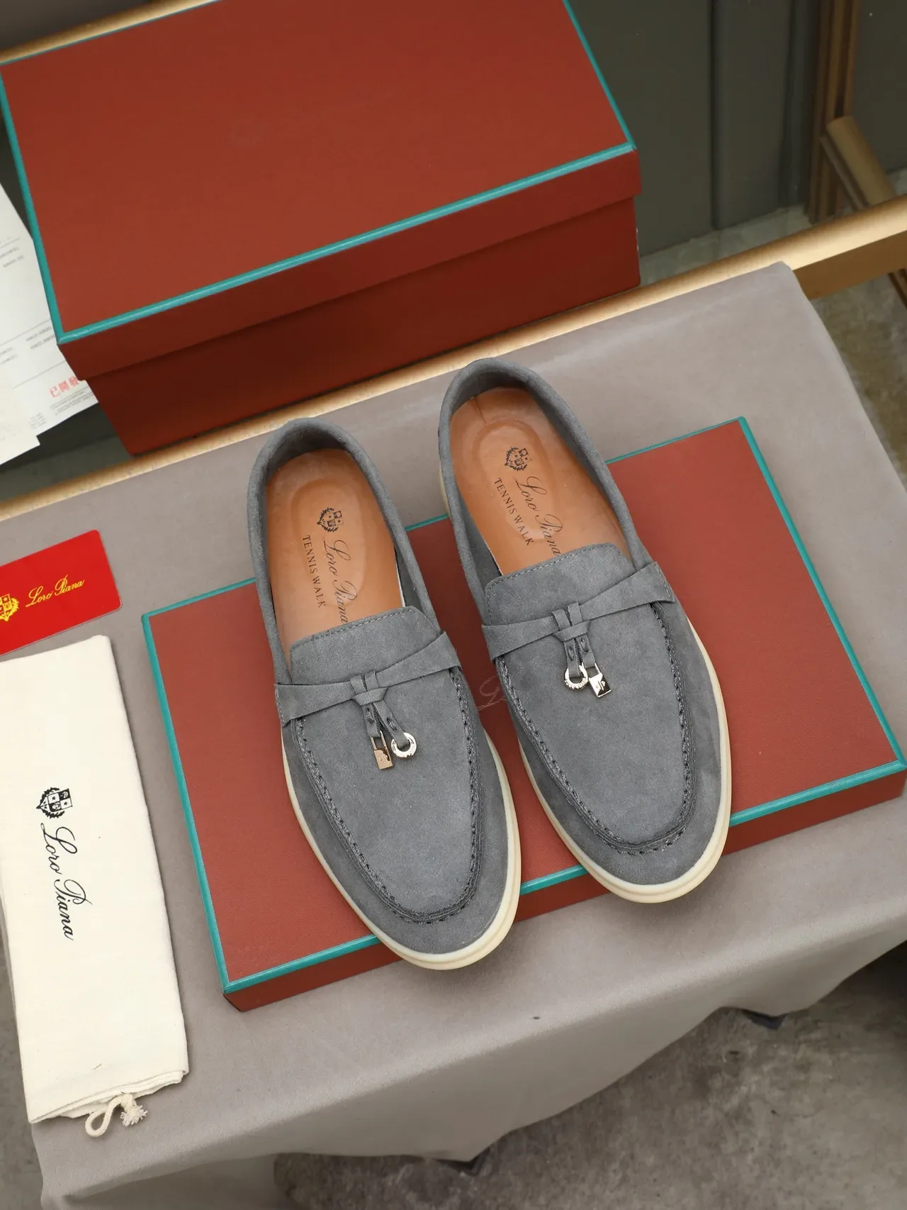 Gray Suede Tasseled Strap Loafer 2
