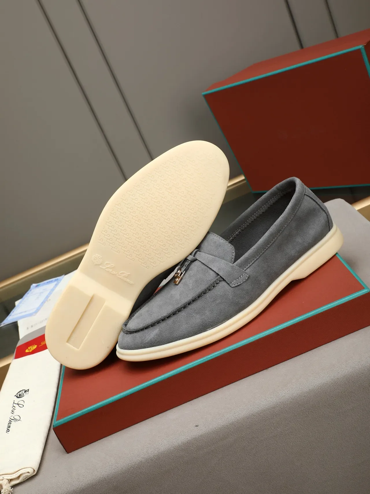 Gray Suede Tasseled Strap Loafer 4