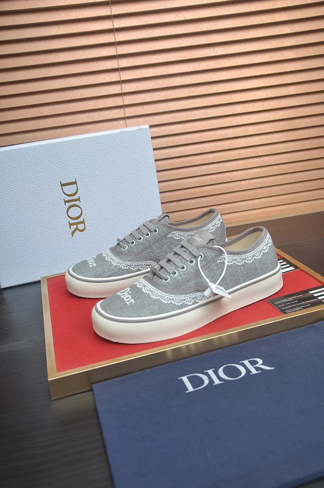 Gray White Textured Textile Upper Embroidered Lace-Style Trim Sneakers 4