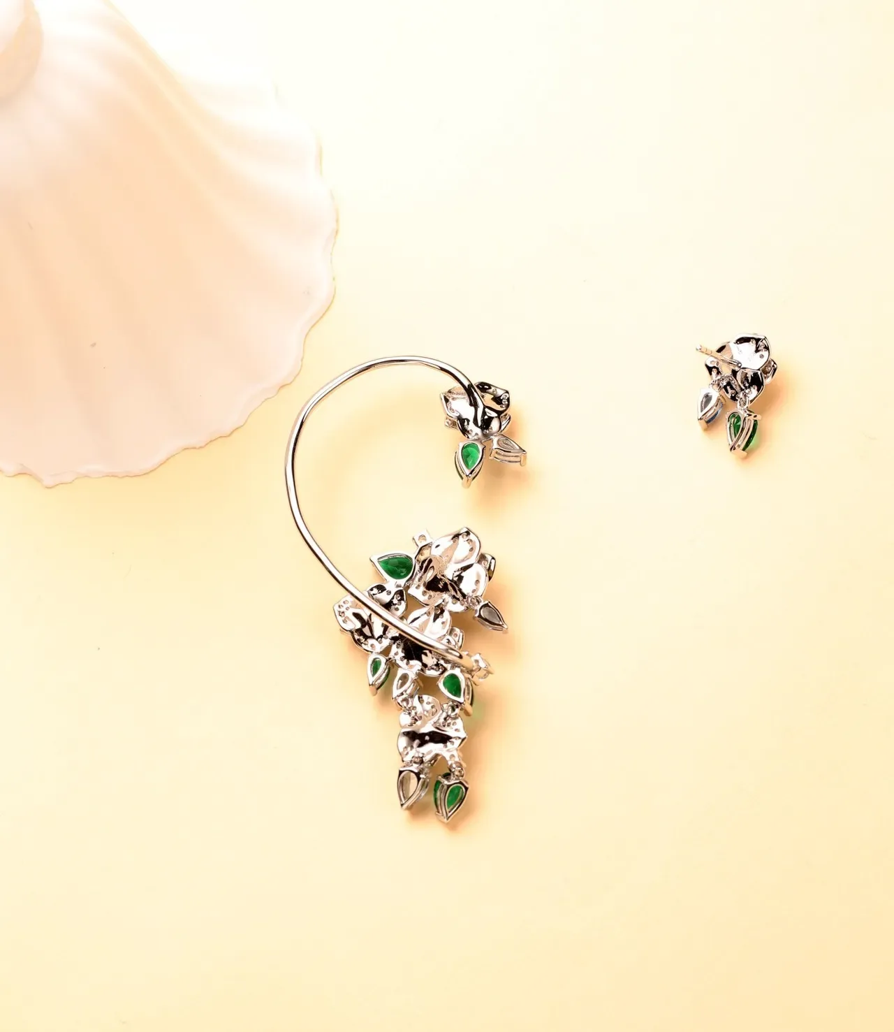 Green Blue Floral Motif Gemstone Cluster Earrings 5