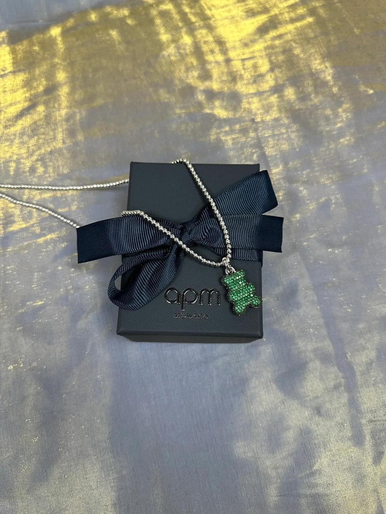 Green Pavé Gummy Bear Pendant Necklace 5
