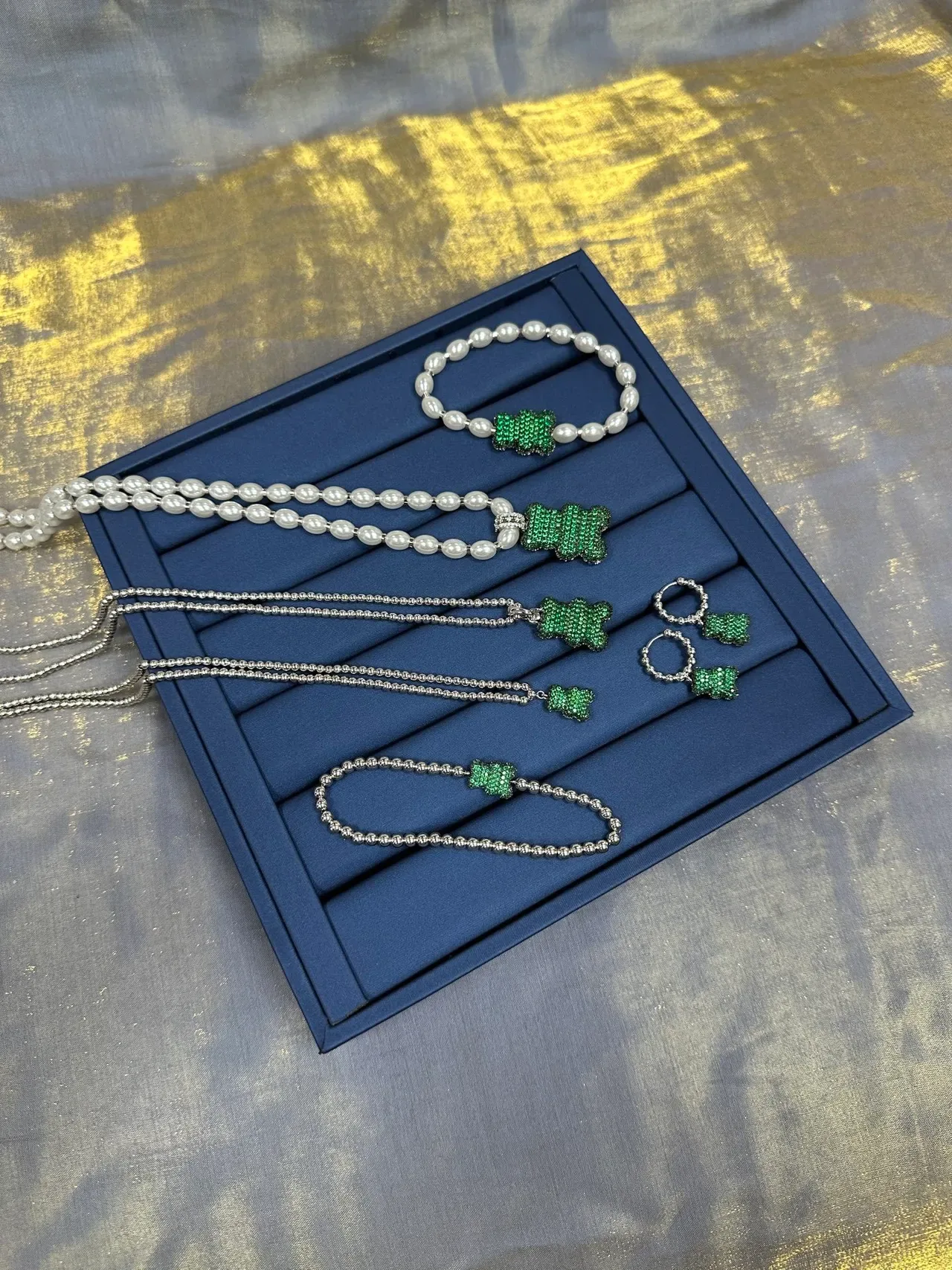 Green Pavé Gummy Bear Pendant Necklace 6