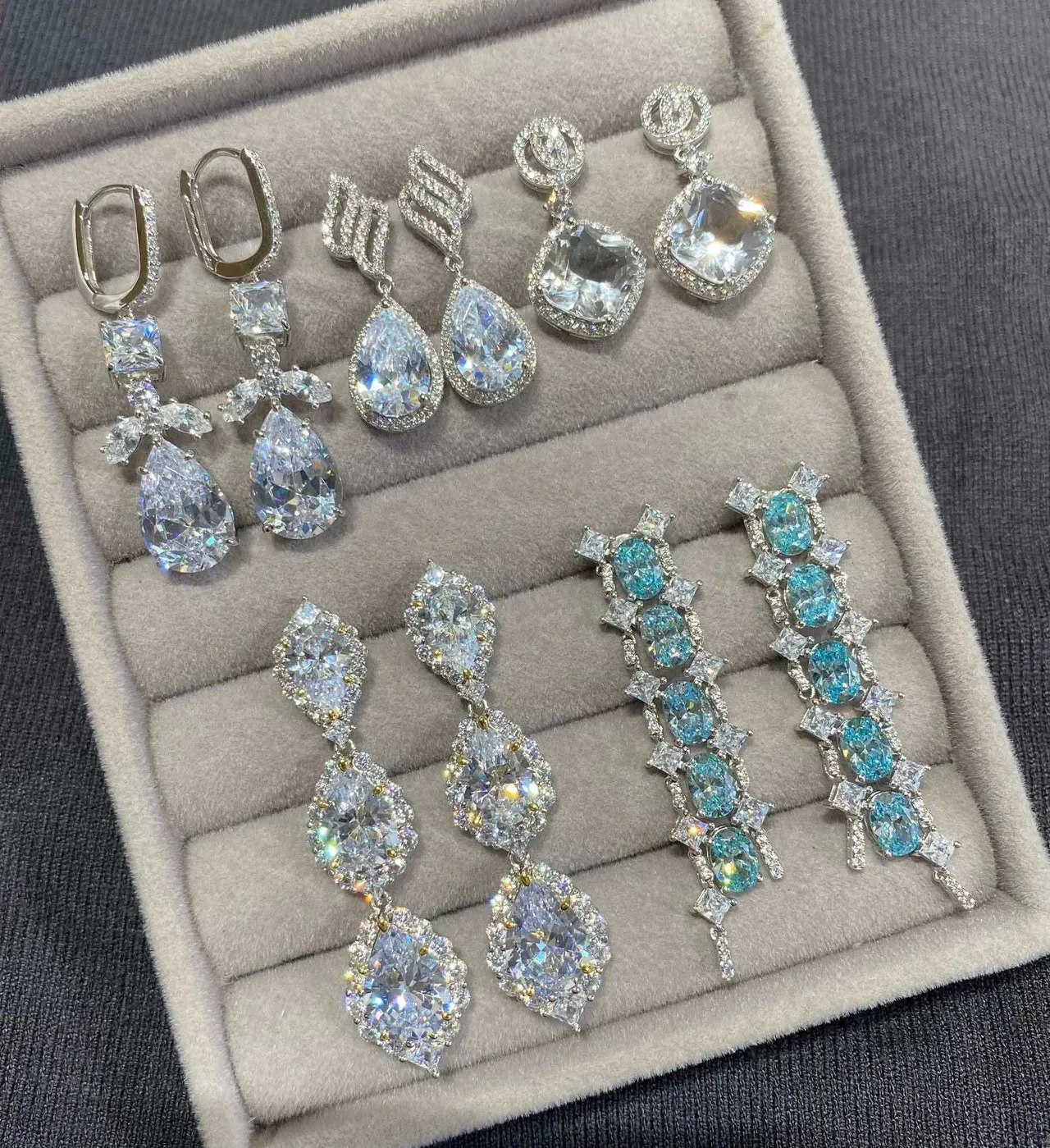 Green Silver Statement Pavé-Set Earrings 5