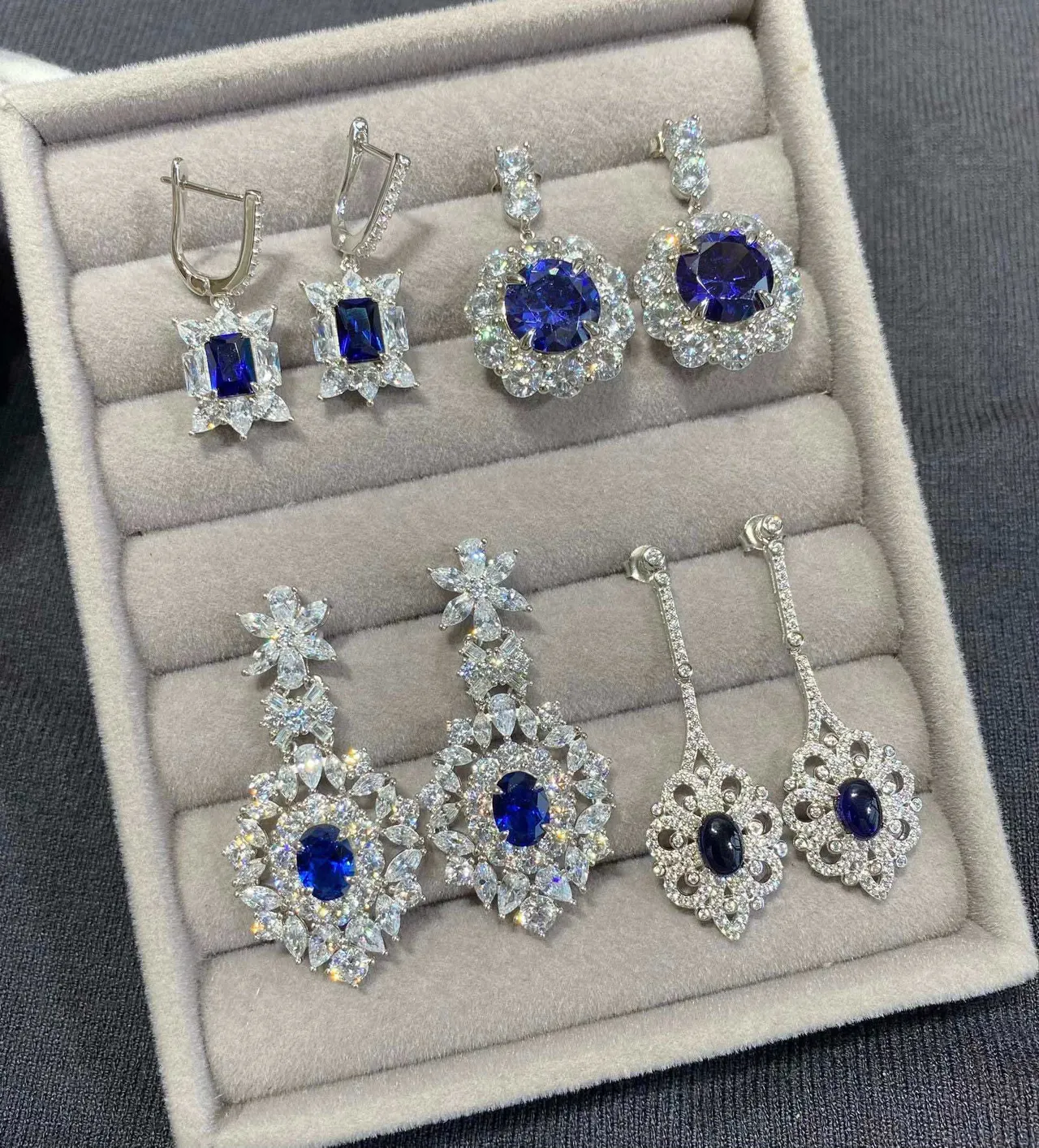 Green Silver Statement Pavé-Set Earrings 6