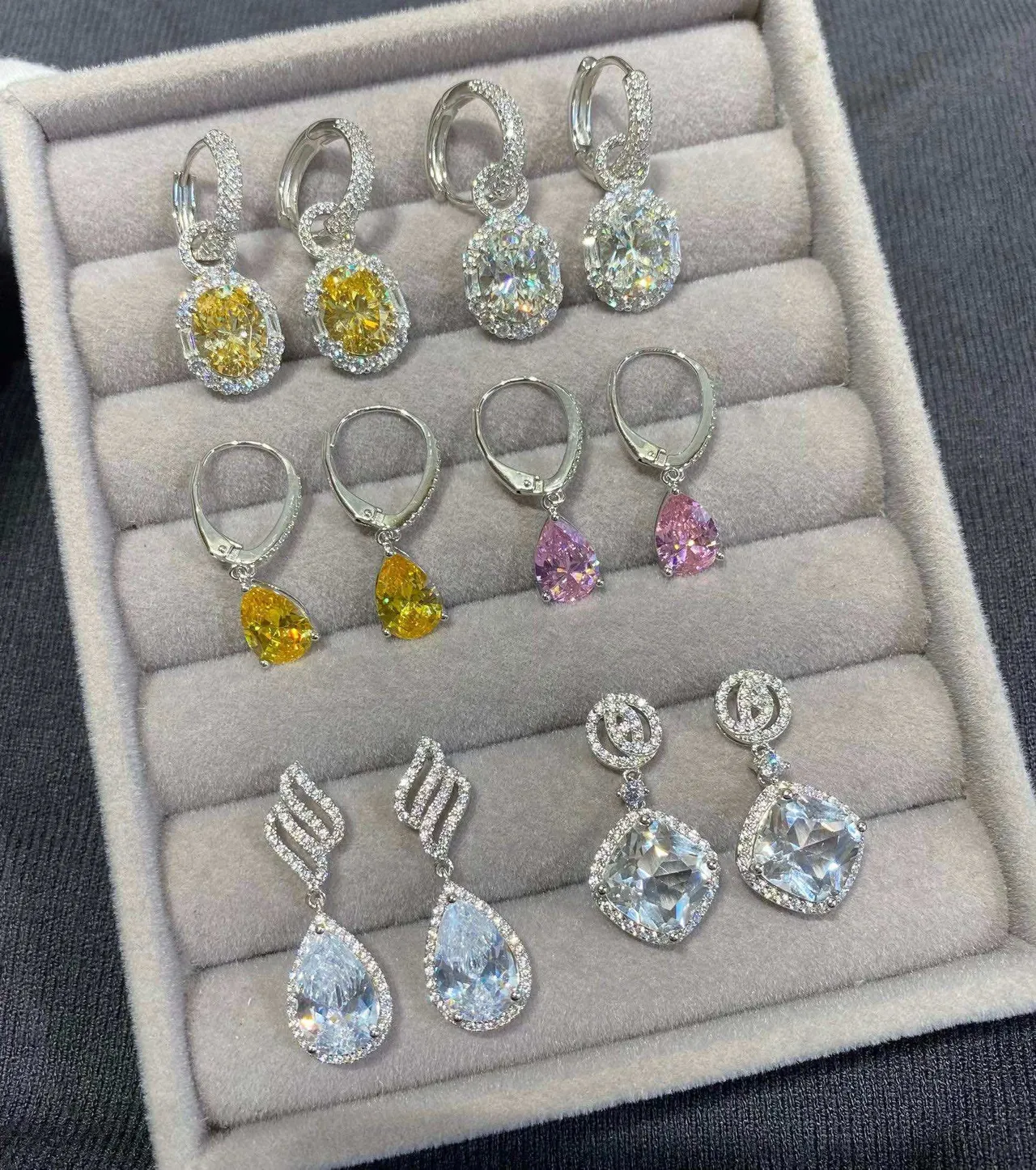 Green Silver Statement Pavé-Set Earrings 7