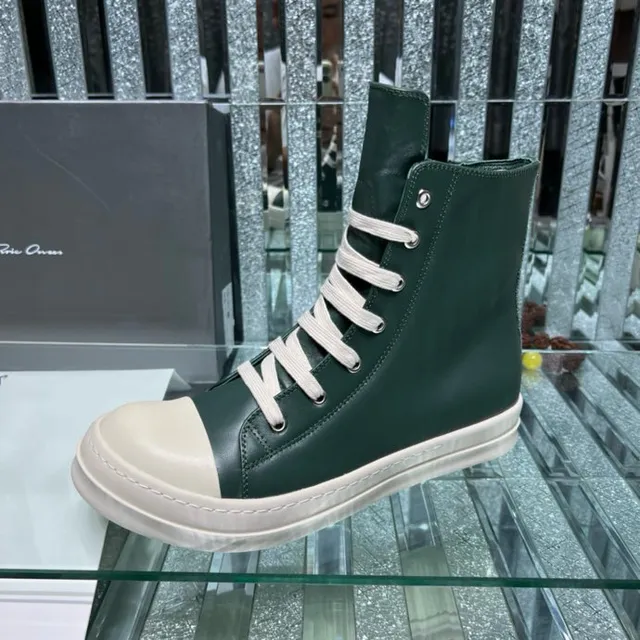 Green White High-Top Leather Boots 2