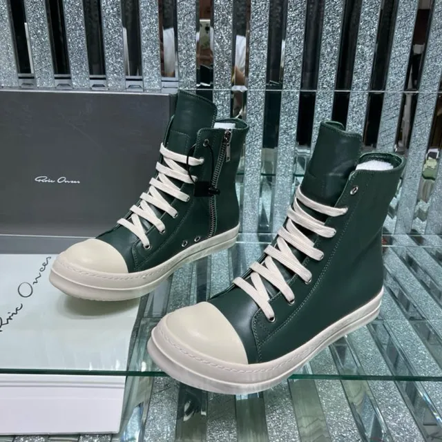 Green White High-Top Leather Boots 3