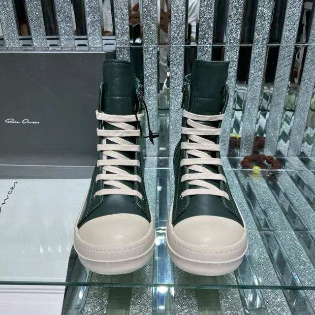 Green White High-Top Leather Boots 4