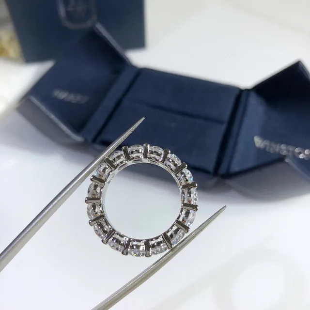 Harry Winston Eternity Band White Silver Shared-Prong Setting Ring 3