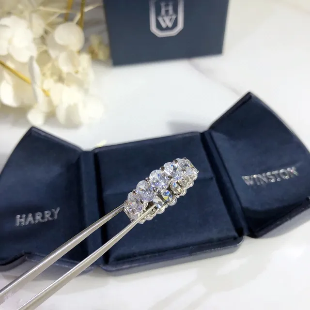 Harry Winston Eternity Band White Silver Shared-Prong Setting Ring 6