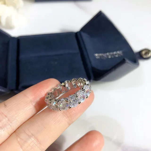Harry Winston Eternity Band White Silver Shared-Prong Setting Ring 7