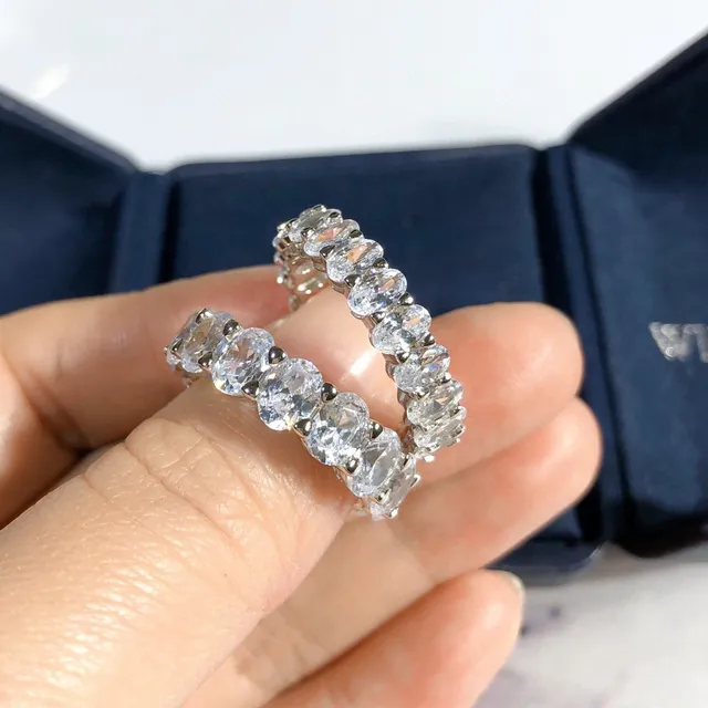 Harry Winston Eternity Band White Silver Shared-Prong Setting Ring 8