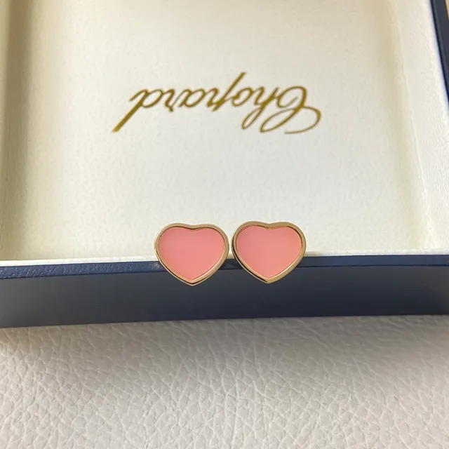Heart-Shaped Enamel and Stone Inlay Stud Earrings 4