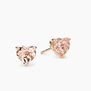 Heart-Shaped Faceted Pink Gemstone Stud Earrings