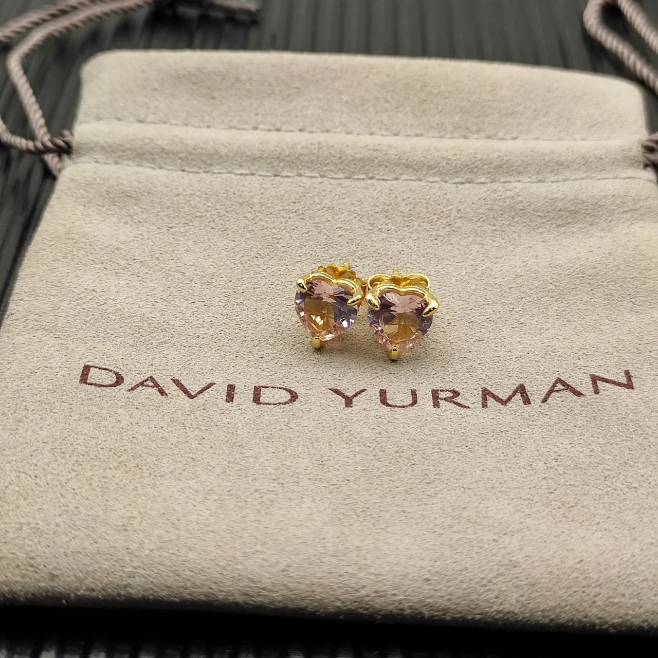 Heart-Shaped Faceted Pink Gemstone Stud Earrings 9