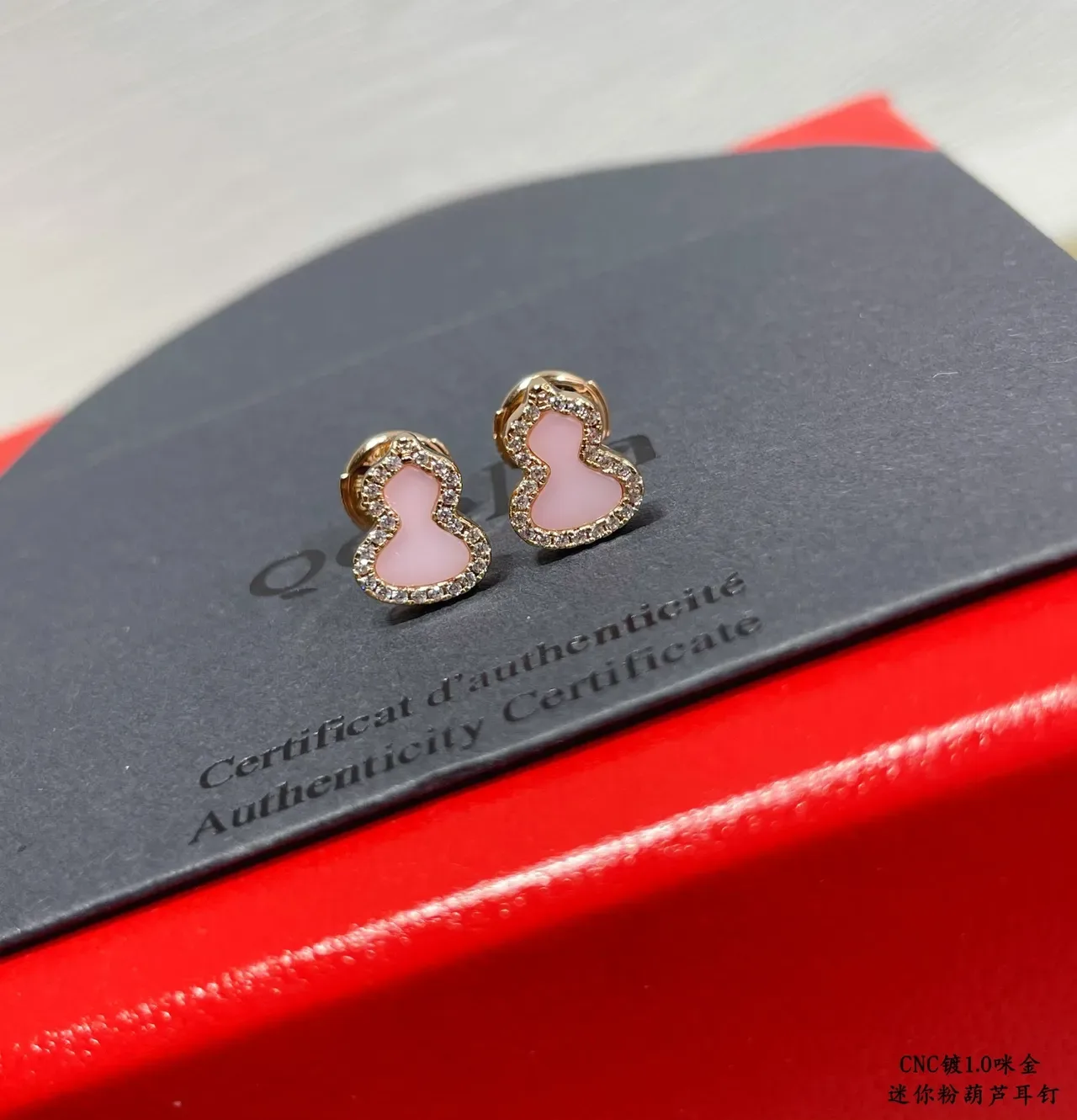Heart-Shaped Pink Enamel and Pavé Diamond Stud Earrings 8