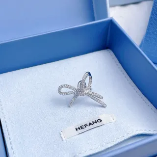 HEFANG Bow Pavé-Crystal Silver-Tone Earring
