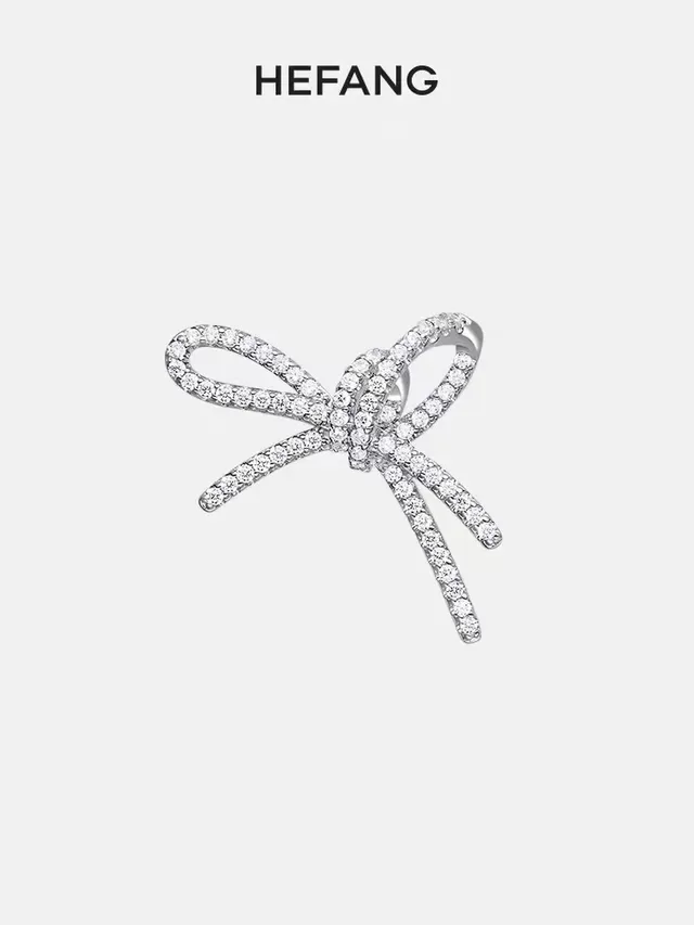 HEFANG Bow Pavé-Crystal Silver-Tone Earring 2