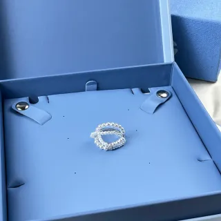 HEFANG Double-Strand Pearl Wrap Crystal Ring