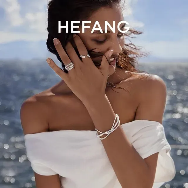 HEFANG Double-Strand Pearl Wrap Crystal Ring 2