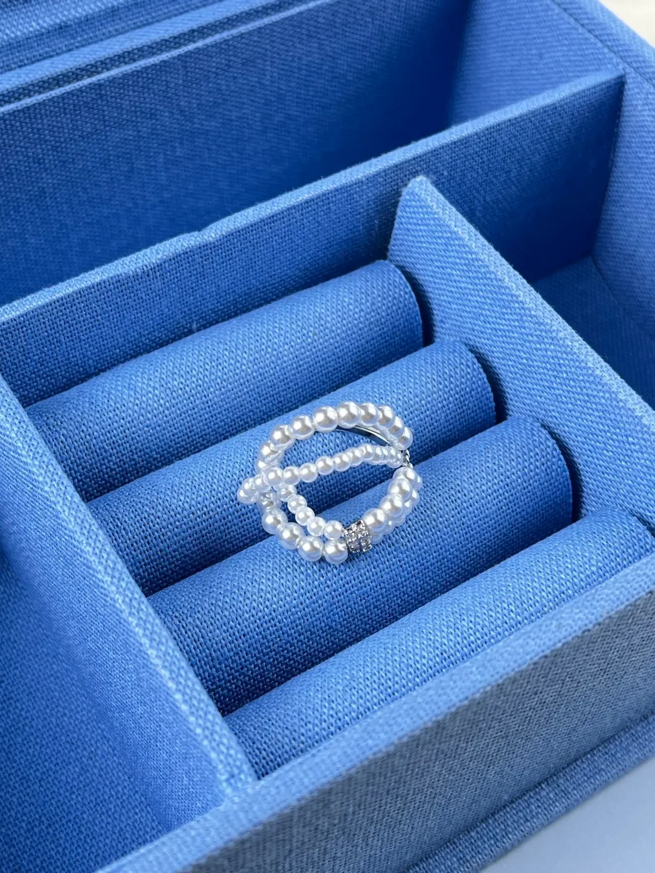 HEFANG Double-Strand Pearl Wrap Crystal Ring 6