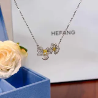 HEFANG 花卉 Pavé 黄色宝石项链