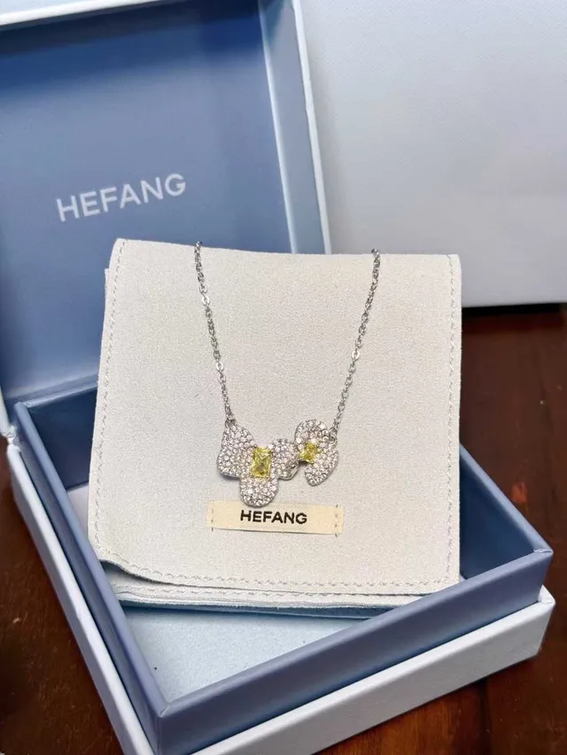 HEFANG Floral Pavé Yellow Gemstone Necklace 8