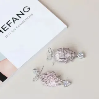 HEFANG Pavé Crystal Bow Hot-Air-Balloon Drop Earrings